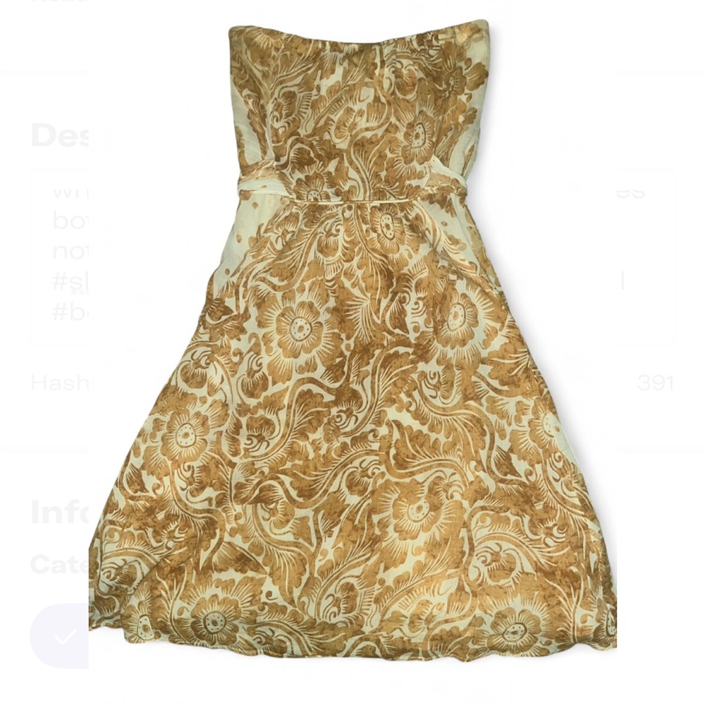 Diane Von Furstenberg Strapless Dress in Gold Floral